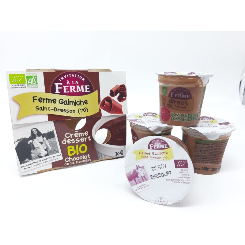Pack 4 Crèmes dessert BIO Chocolat de St Domingue
